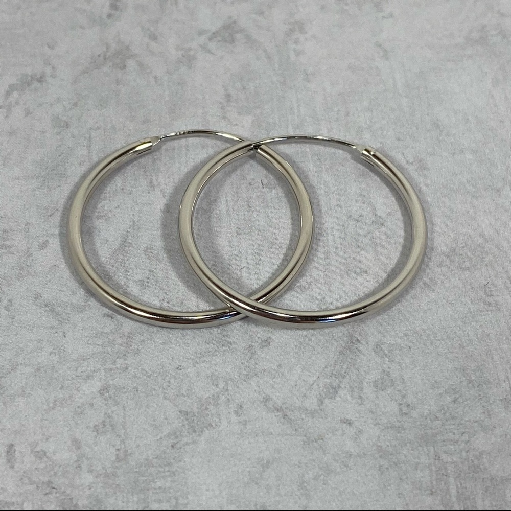 Sterling Silver Plain Round 925 Hoop Earrings New
